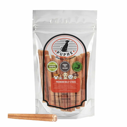 6 inch thick bully sticks 20 pack – bulk beef chews for medium and large dogs