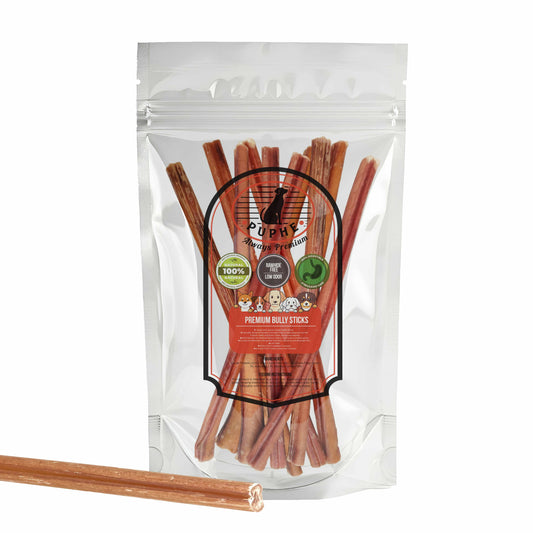 Puphe 12 inch standard bully sticks 10 pack – premium beef dog chews for dental health and long lasting chewing