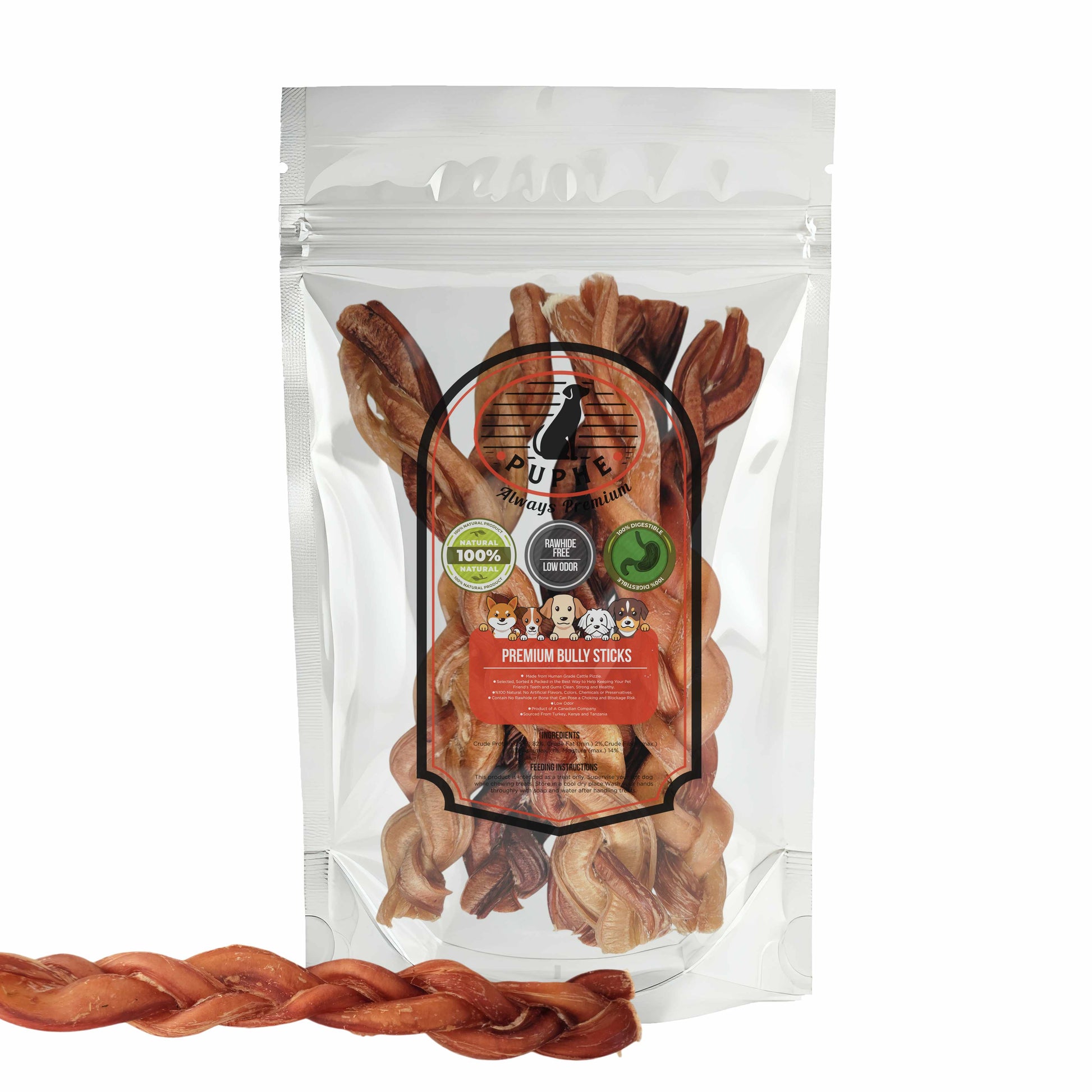 12 inch braided bully sticks 5 pack – premium beef dog chews for aggressive chewers