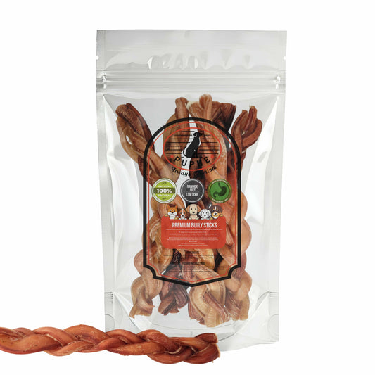 12 inch braided bully sticks 5 pack – premium beef dog chews for aggressive chewers