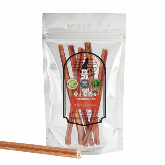 12 inch standard bully sticks 5 pack – natural beef dog chews