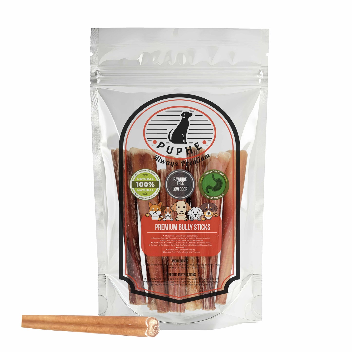 6 inch thick bully sticks 10 pack – all-natural long-lasting beef dog chews