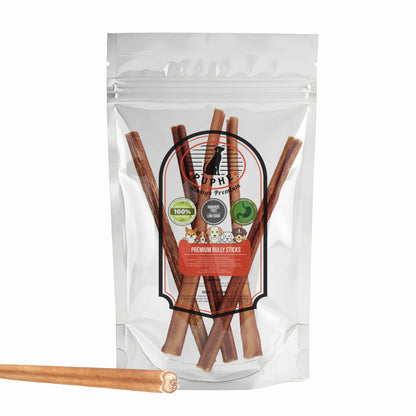 Puphe 12 inch thick bully sticks 5 pack – high protein rawhide free beef dog chews for medium and large dogs